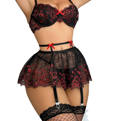 A Four-Piece Lace Lingerie Set