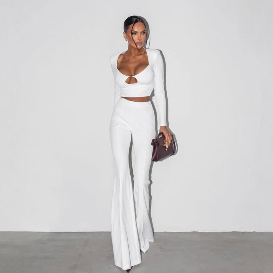 Long-Sleeved T-Shirt Flared Pants Set