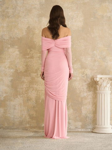 Belted One-Shoulder Long Dress