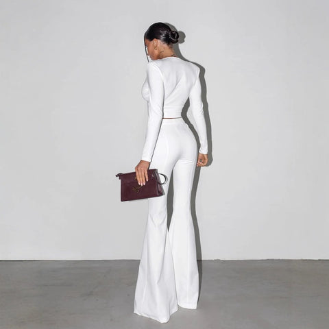 Long-Sleeved T-Shirt Flared Pants Set