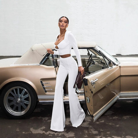 Long-Sleeved T-Shirt Flared Pants Set