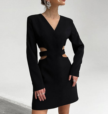 Cut-Out V-Neck Fitted Dress