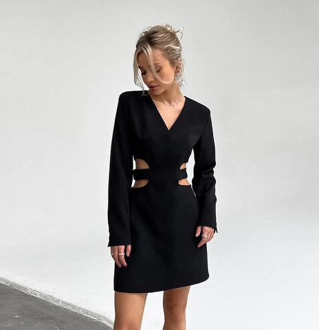 Cut-Out V-Neck Fitted Dress