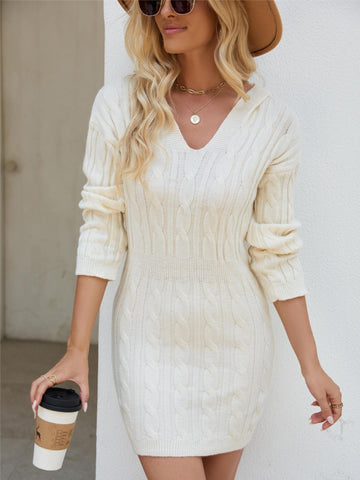 Knitted Hooded Hip-Hugging Dress