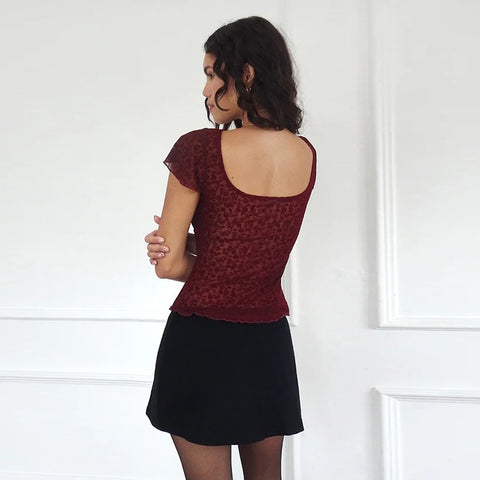 Square-Necked Small Flying Sleeve Top