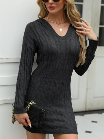 Knitted Hooded Hip-Hugging Dress