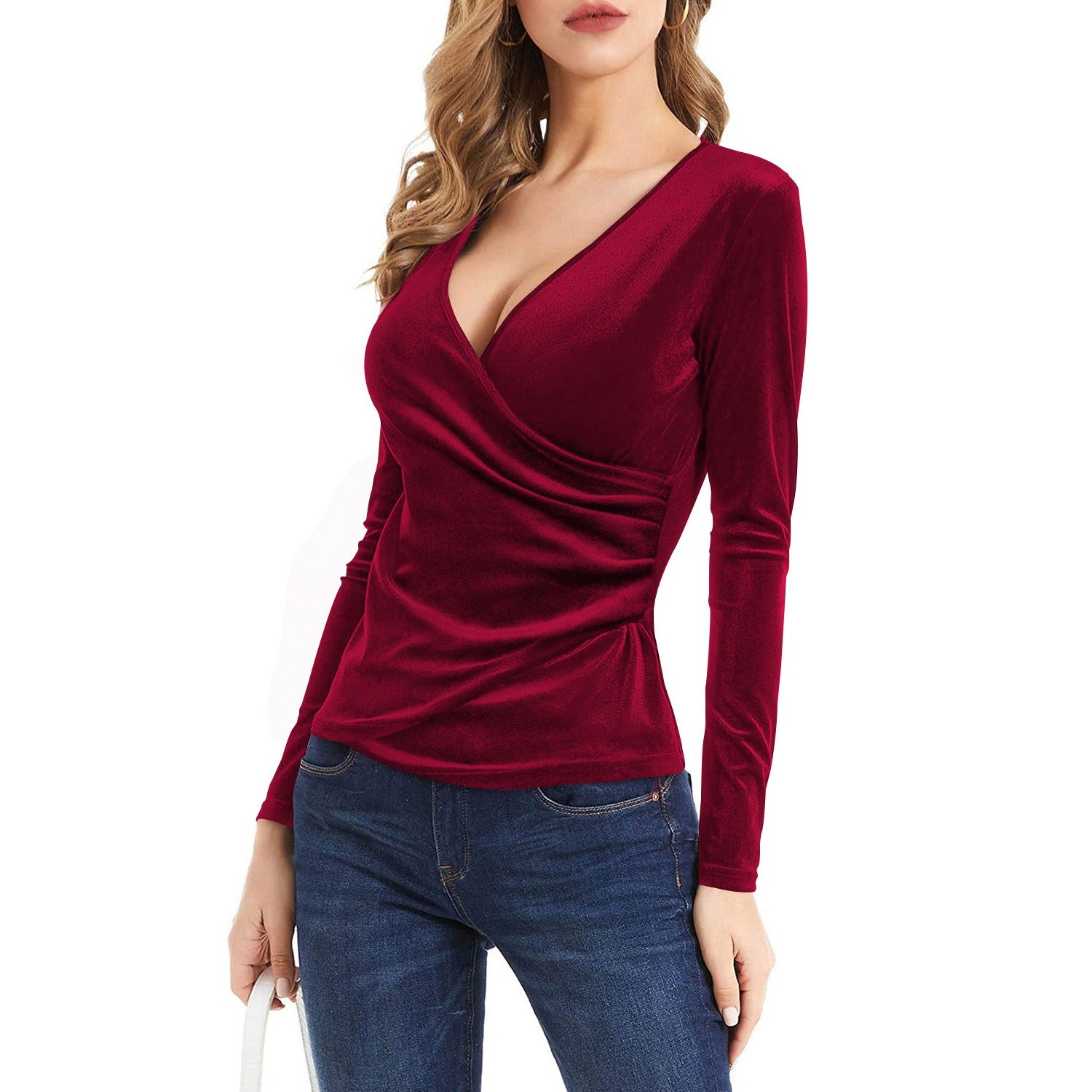 V-Neck Elegant Long-Sleeved T-Shirt