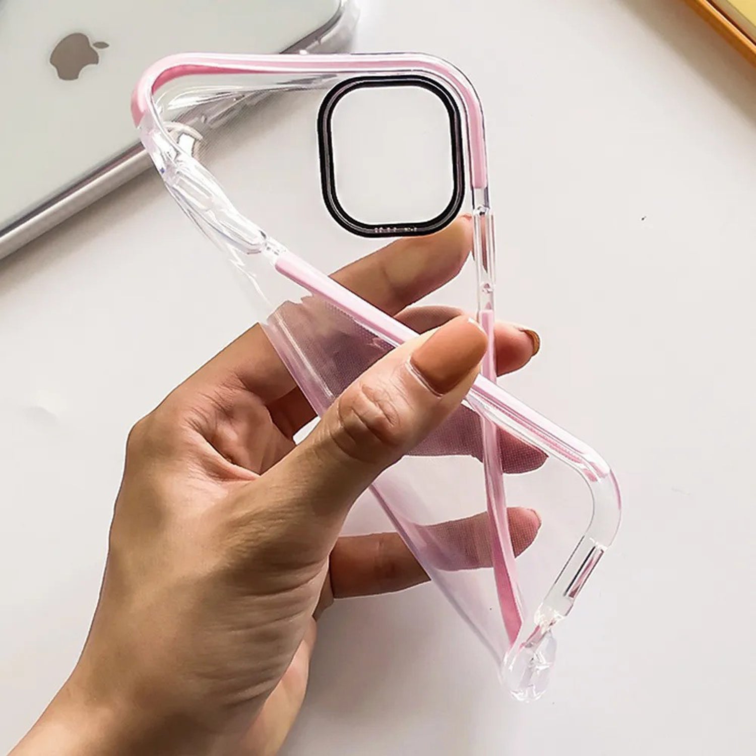 Transparent Two-Color Plain Painted Star Heart Apple Phone Case