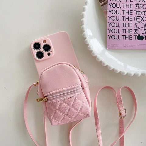 Phone Case - Lanyard Crossbody Leather Cosmetic Bag Wallet Phone Case for iPhones 11 12 13 14 15 Purse Cards Holder Cover