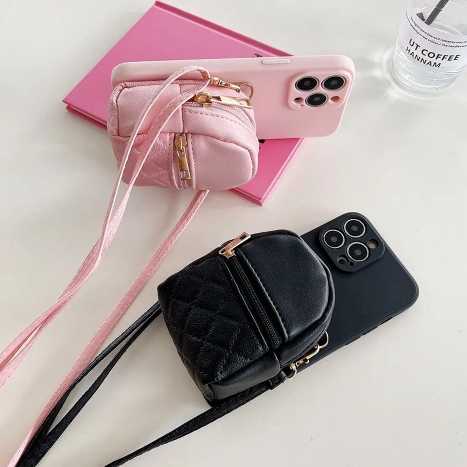 Phone Case - Lanyard Crossbody Leather Cosmetic Bag Wallet Phone Case for iPhones 11 12 13 14 15 Purse Cards Holder Cover