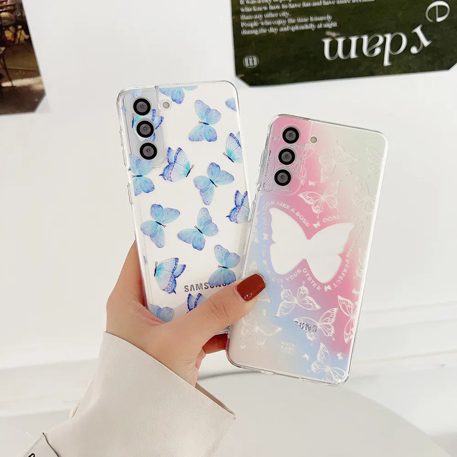 Butterfly Phone Case for Samsung Apple Cute Animals Shell Clear Soft Silicone Cover