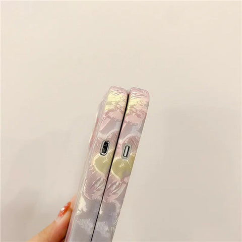 Personality Floral Printed Drop-Proof Apple Phone Liquid Silicone Cover Cases