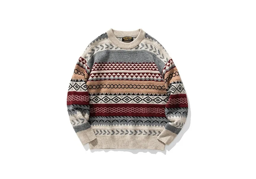 Elegant Vintage Style Knitted Striped Men Sweaters