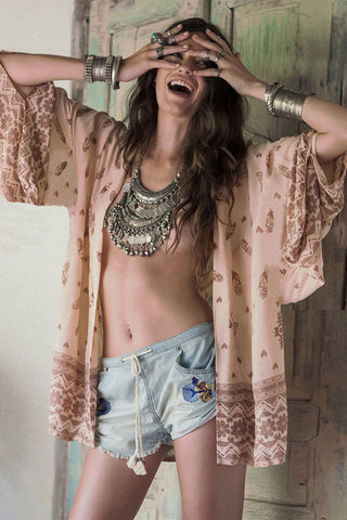 Chiffon-Bikini-Cardigan mit Kuhmuster