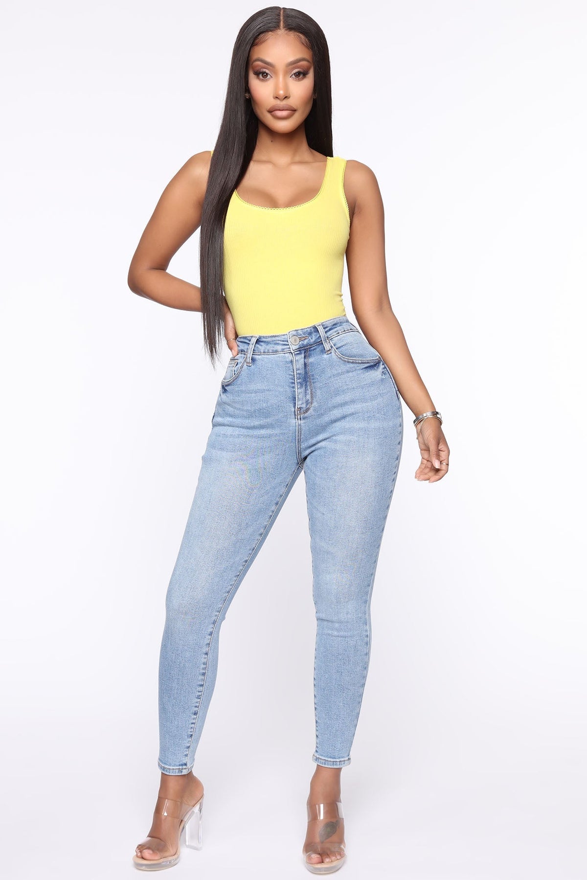 The Comeback Push Up Skinny Jeans - Light Blue Wash