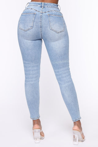 The Comeback Push Up Skinny Jeans - Light Blue Wash