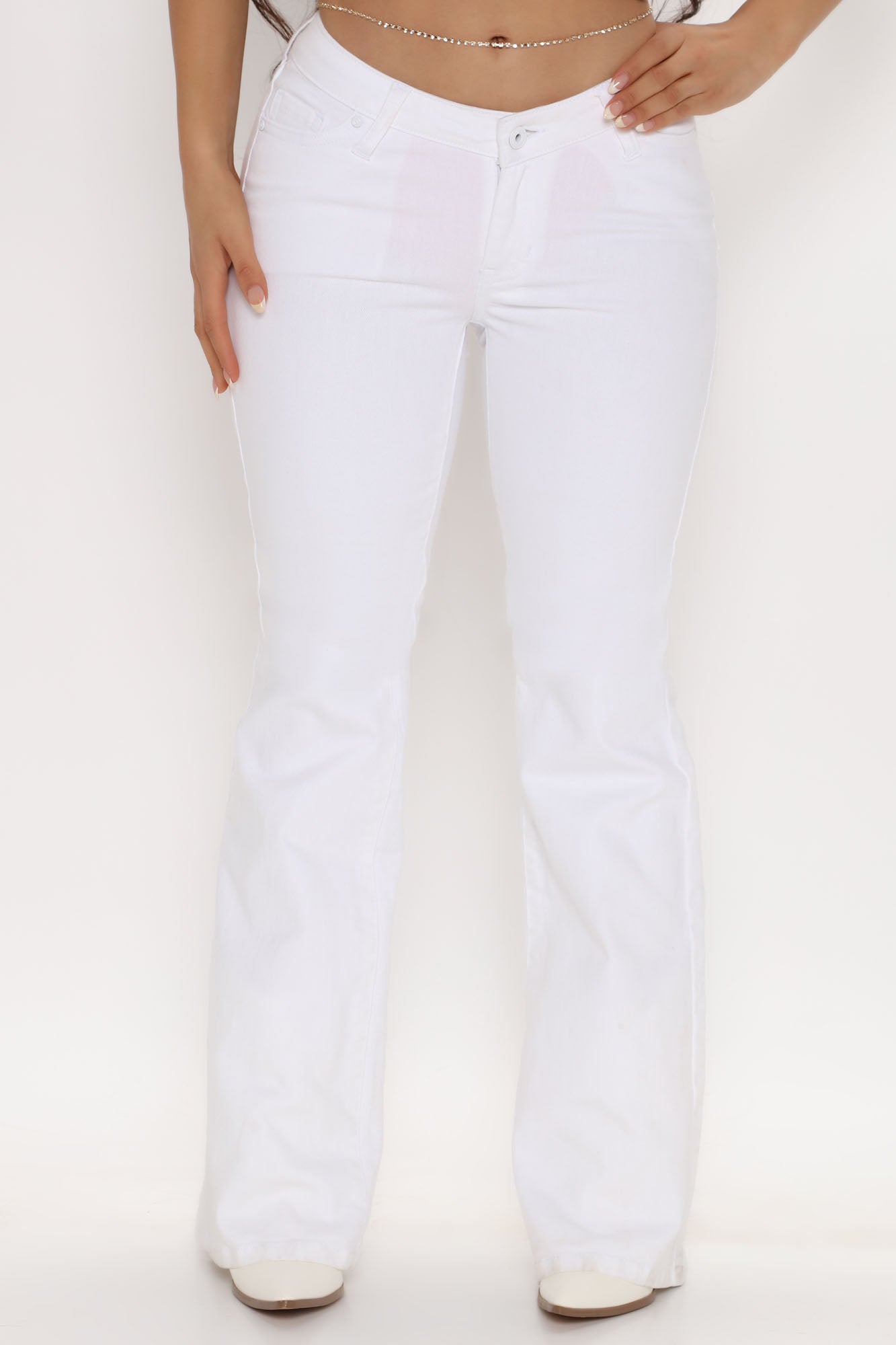 Va Va Voom V-Front Stretch Flare Jeans - White