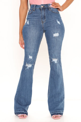 Tall Road Tripper Ripped Stretch Flare Jeans - Dark Wash