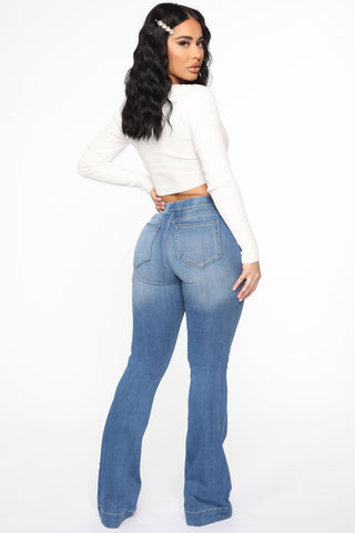 Start Something Mid Rise Flare Jeans - LightWash