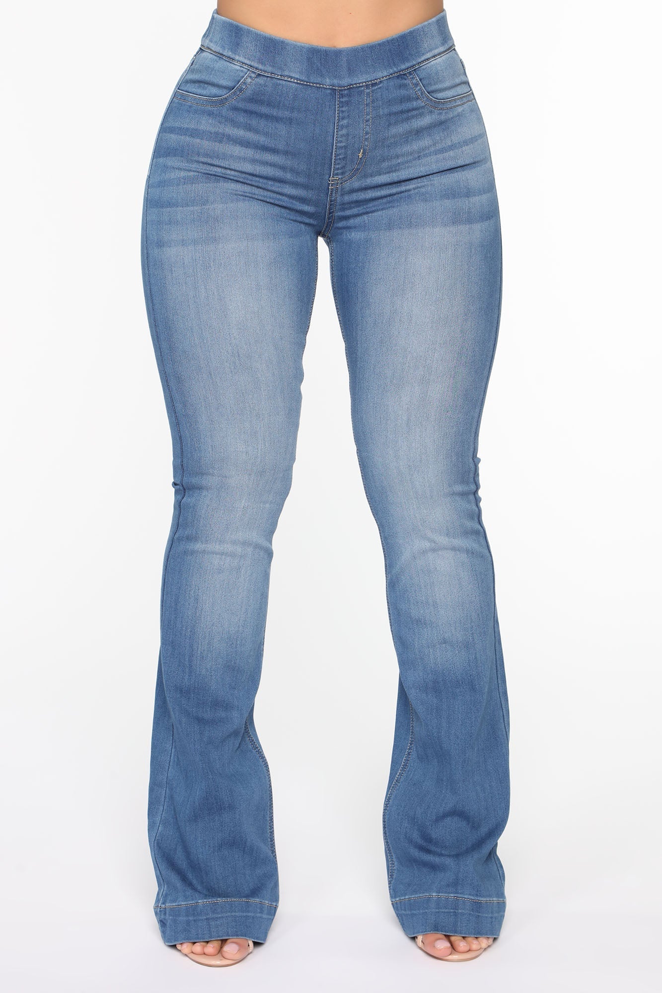 Start Something Mid Rise Flare Jeans - LightWash