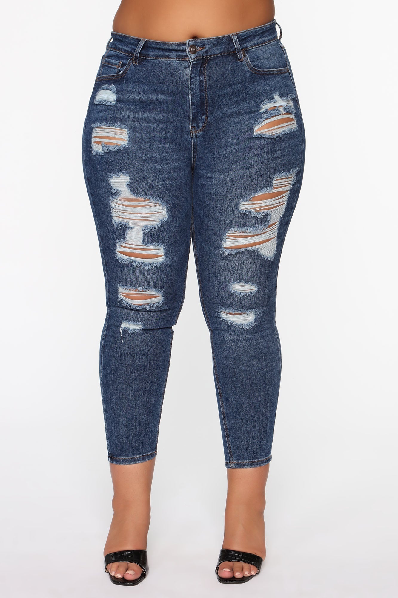The Comeback Destructed Skinny Jeans - Dark Denim