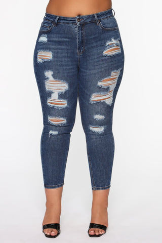 The Comeback Destructed Skinny Jeans - Dark Denim
