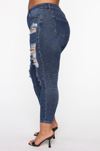 The Comeback Destructed Skinny Jeans - Dark Denim