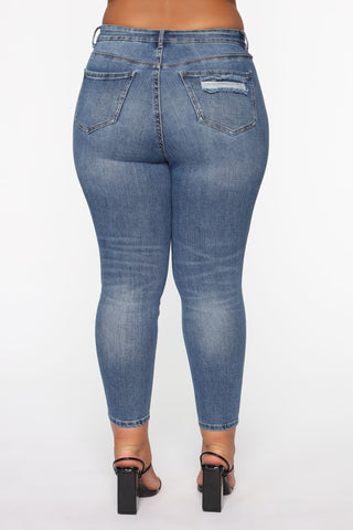 The Comeback Destructed Skinny Jeans - Medium Blue Wash