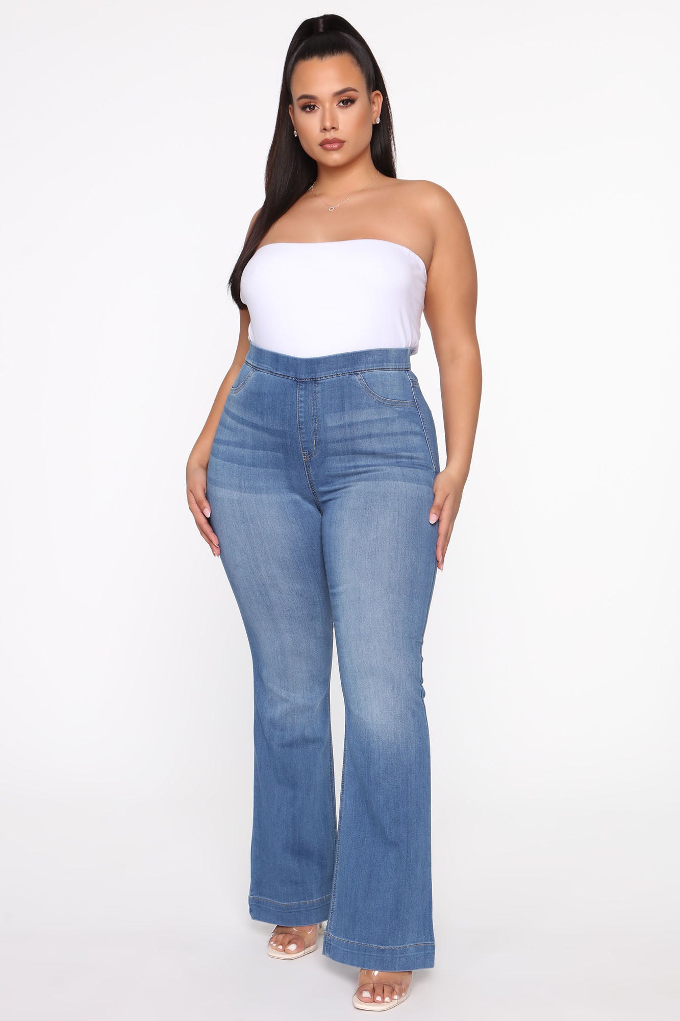 Start Something Mid Rise Flare Jeans - LightWash