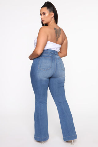 Start Something Mid Rise Flare Jeans - LightWash