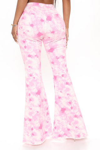 Sweet Surprise Tie Dye Bell Bottom Jeans - Pink