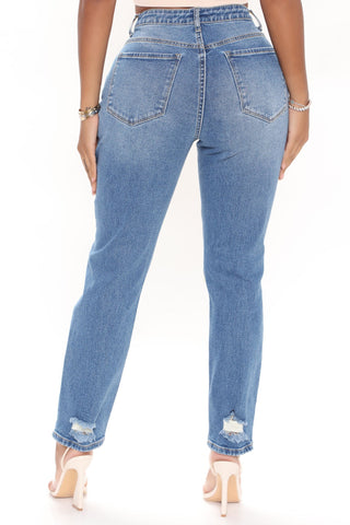 Take It To The Bank Mom Jeans - Medium Blue Wash
