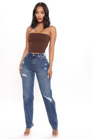 Jean boyfriend déchiré Survival of the Fittest - Délavage foncé