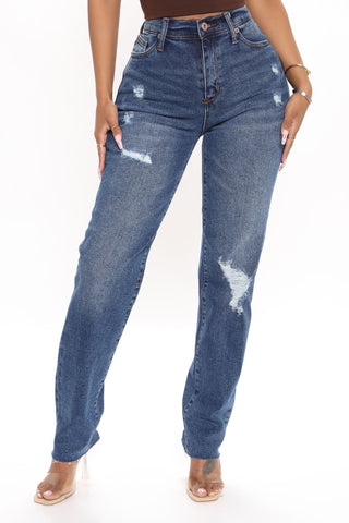 Jean boyfriend déchiré Survival of the Fittest - Délavage foncé