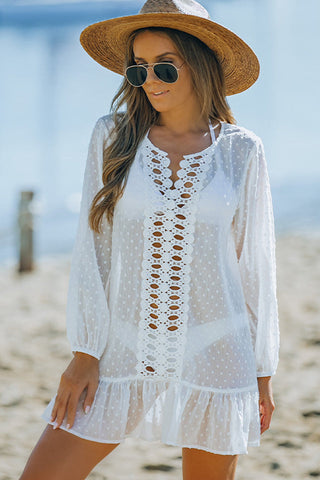 Swiss Dot Crochet Beach Cover Up