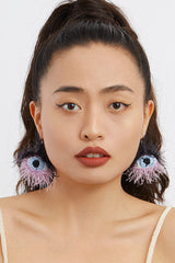 Handmade Eye Pattern Plush Earrings