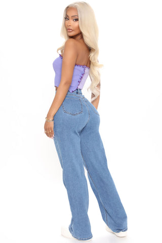 Sweet Love Straight Leg Jeans - Medium Blue Wash