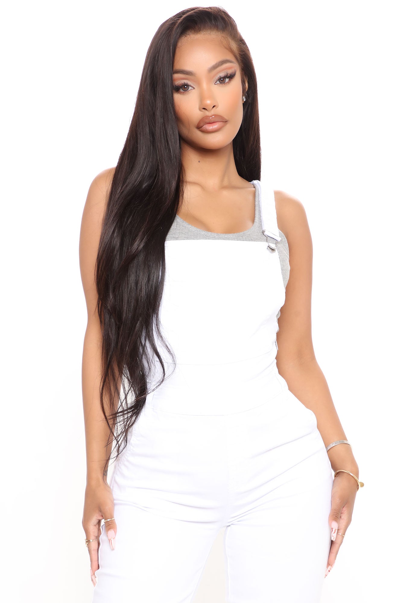 Soul Searching Extreme Flare Denim Overalls - White