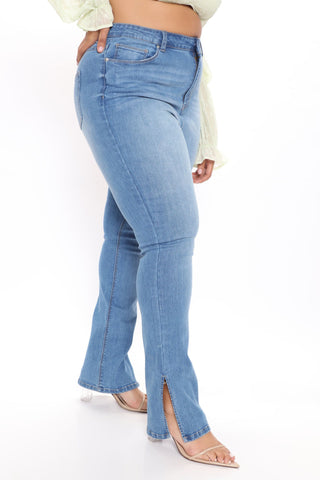 Soho Side Split Skinny Jeans - Medium Blue Wash