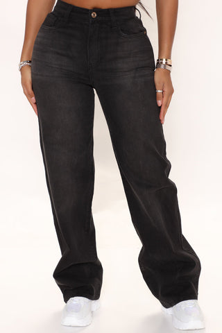 Sweetest Thing Relaxed Straight Leg Jeans - Black