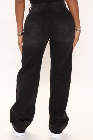 Sweetest Thing Relaxed Straight Leg Jeans - Black