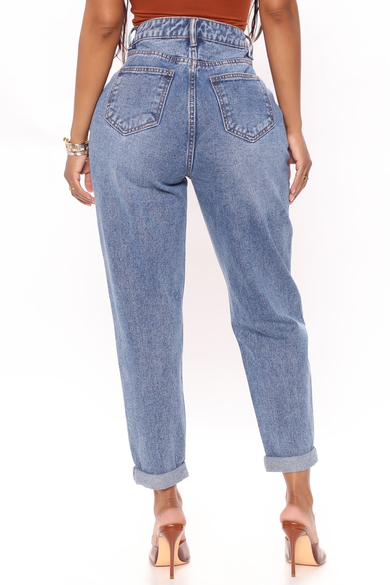 Thinking About You No Stretch Mom Jeans - Medium Blue Wash