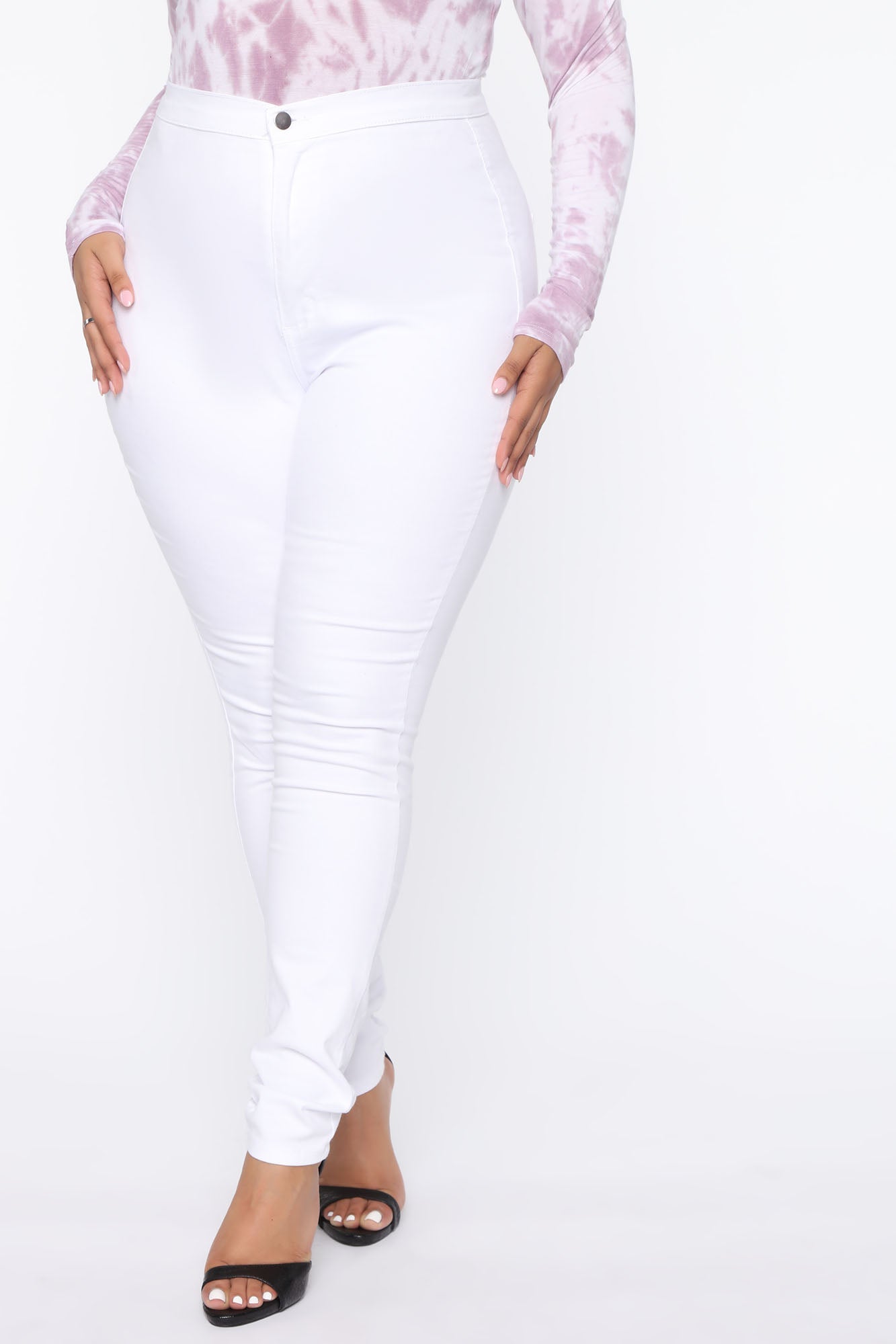 Super High Waist Denim Skinnies - White