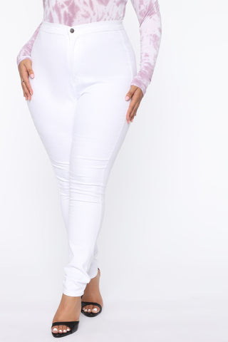 Super High Waist Denim Skinnies - White