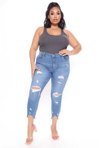 Something About You Ankle Jeans - Medium Blue Wash