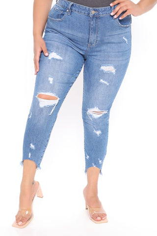 Something About You Ankle Jeans - Medium Blue Wash