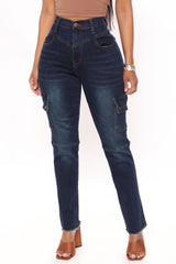 You Oughta Know Cargo Jeans - Dark Wash