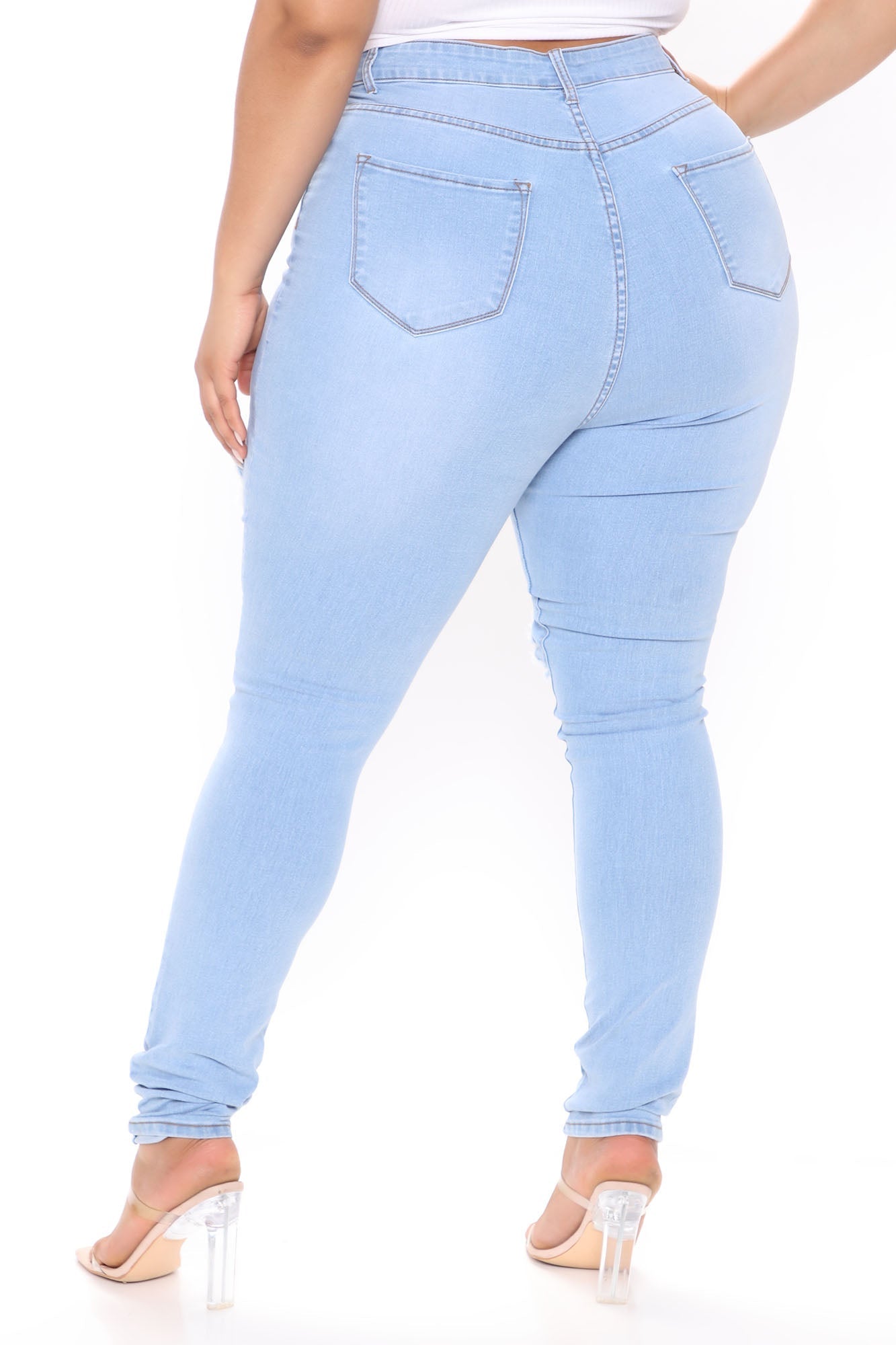 Tall Catty Distressed Skinny Jeans - Light Blue Wash