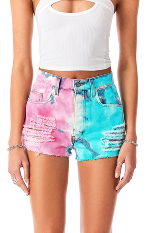 TITANIA TWO TONE TIE DYE DENIM SHORT