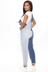 Two Faced Two Toned Overalls - Blue/combo